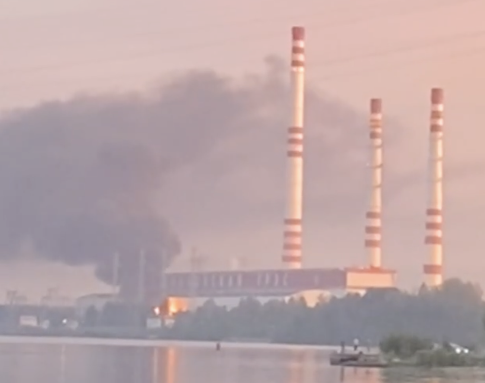 Пожар на ГРЭС в Тверской области. Фото: скриншот видео из соцсетей